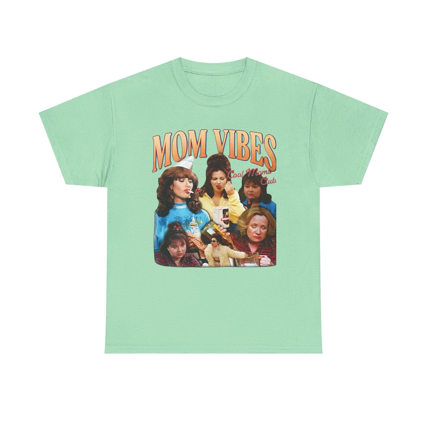 Mom Vibes Retro Graphic T Shirt Vintage Womens Funny 90s Cotton Tee