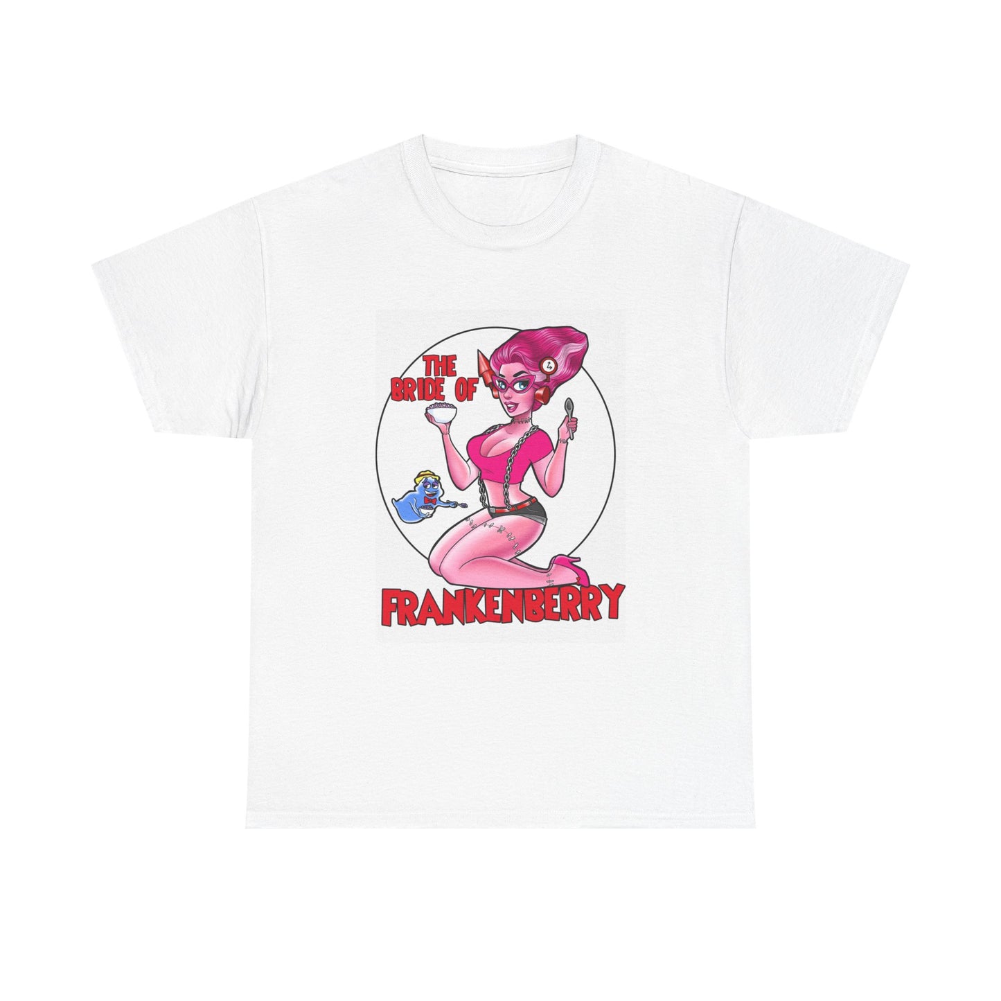 The Bride Of Frankenberry Cereal Tshirt Retro Poster AD Unisex Heavy Cotton Tee