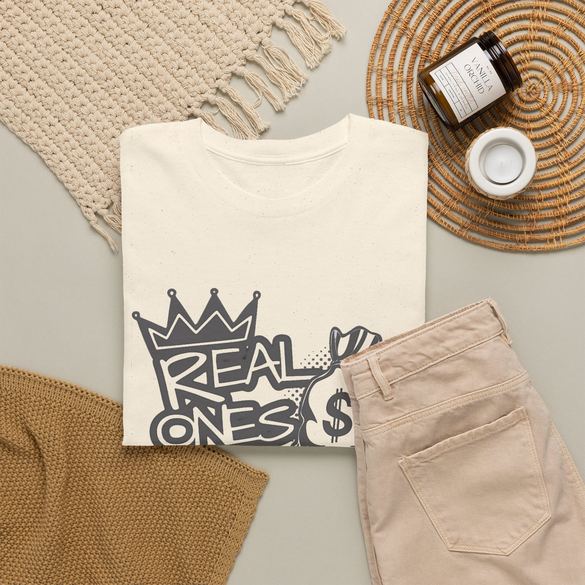Real Ones Move In Silence Graphic T Shirt Men's Heavy Cotton Tee