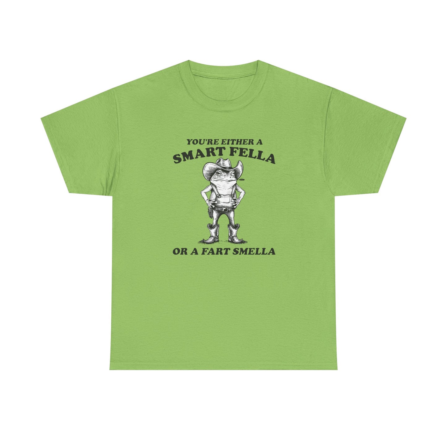 Smart Fella Or Fart Smella Funny Graphic T Shirt Unisex Heavy Cotton Tee
