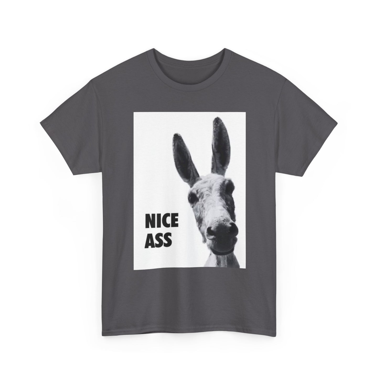 Nice Ass T Shirt Funny Donkey Animal Jokes Comedy Gift Unisex Heavy Cotton Tee