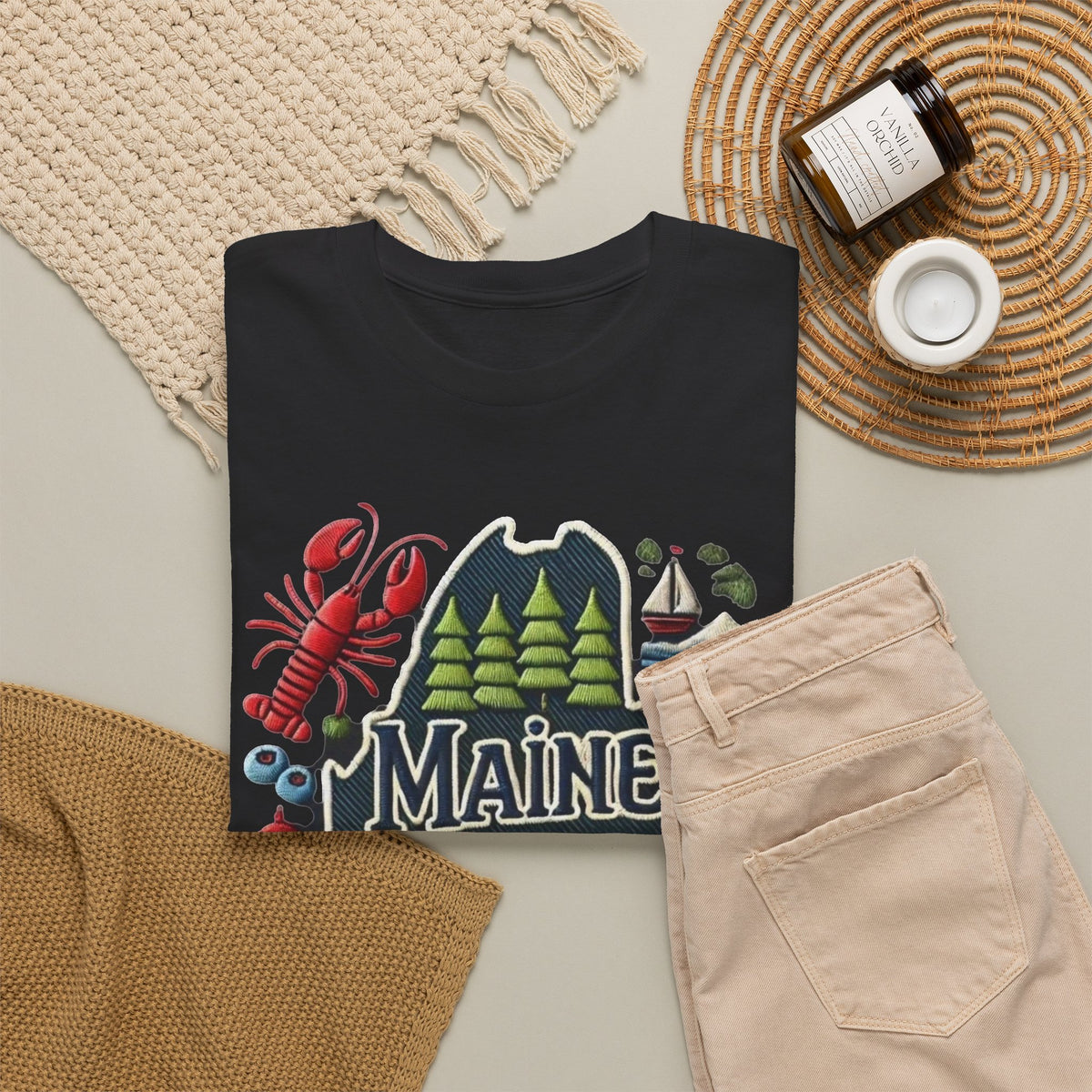 Maine state map lobster lighthouse tee | The way life should be Men's Graphic T Shirt
