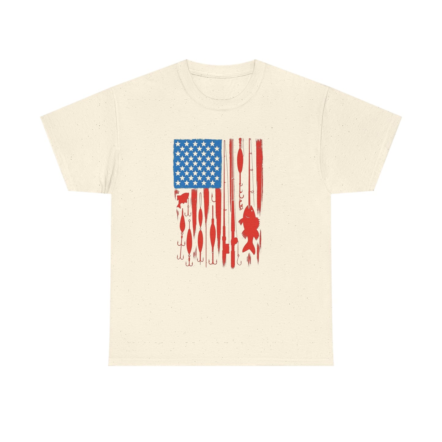 American Flag Fishing Gear Graphic T Shirt Unisex Heavy Cotton Tee Gift