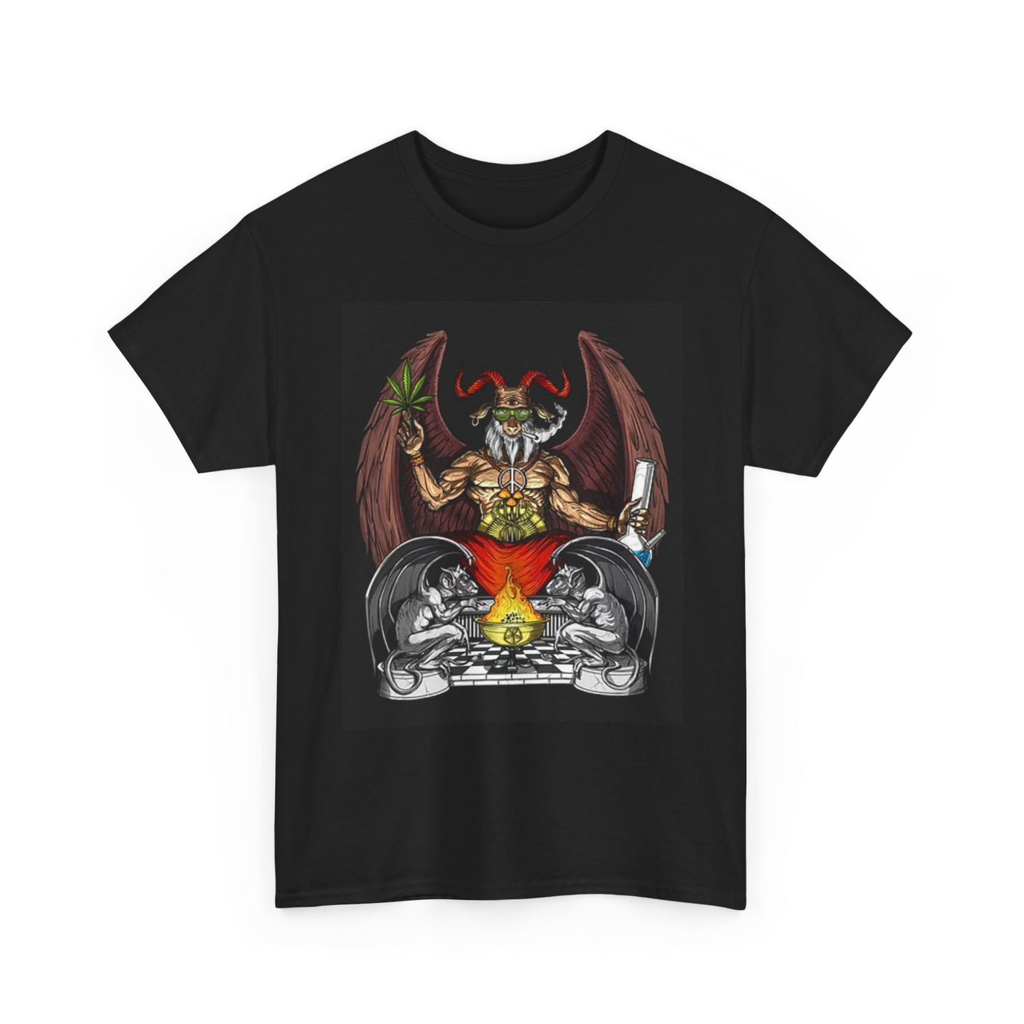 Devil Pot Smoking T Shirt Funny Graphic Unisex Heavy Cotton Tee