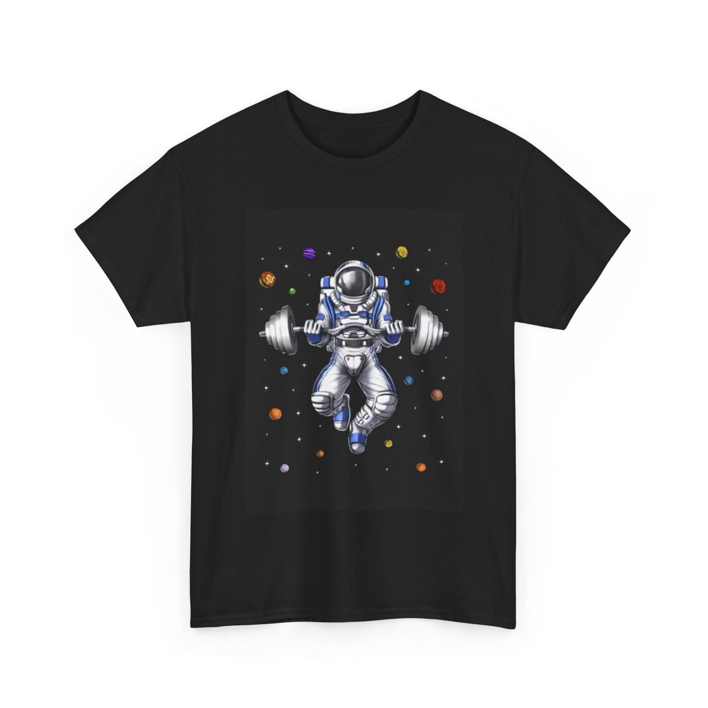 Astronaut Weight Lifting Shirt Funny Space Man Gym Gear Unisex Heavy Cotton Tee