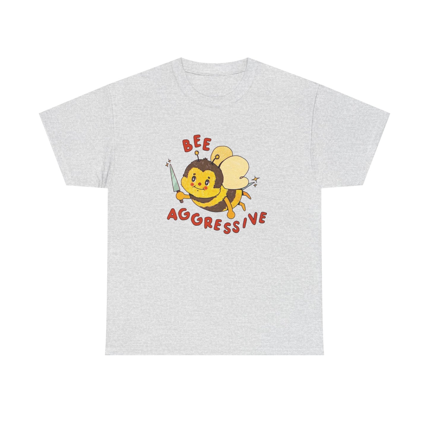 Bee Aggressive Cute T Shirt Graphic Unisex Heavy Cotton Tee NEW GIFT