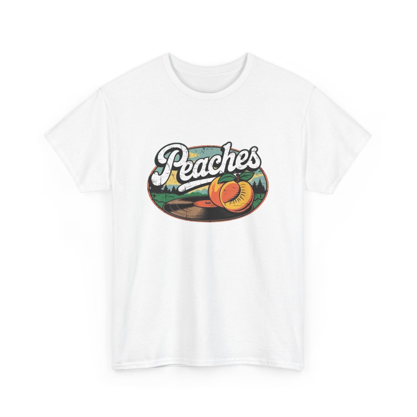 Peaches Retro Graphic T Shirt NEW Vintage Unisex Heavy Cotton Tee