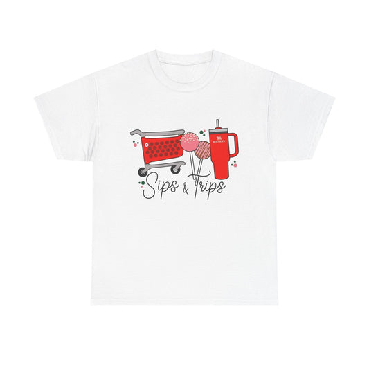 Sips And Trips Shopping Target Run Graphic T Shirt NEW Unisex Heavy Cotton Tee