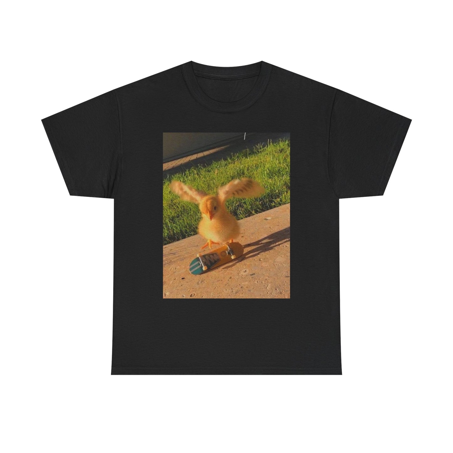Chicken Skateboarding Funny Graphic T-Shirt Unisex Heavy Cotton Tee NEW