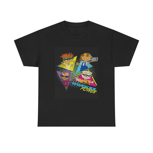 Rocket Power T shirt Neon Logo Retro 90s Cartoon Graphic Unisex Heavy Cotton Tee