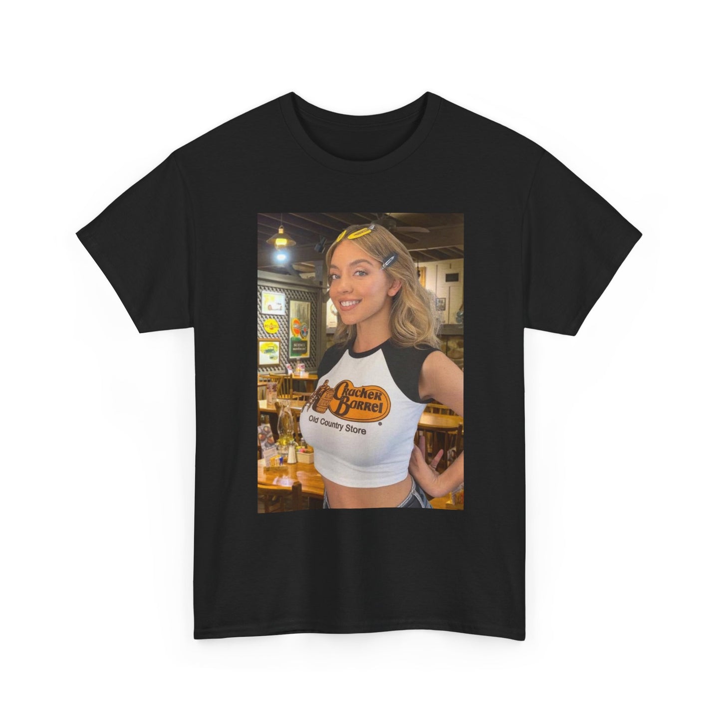 Sydney Sweeney Graphic T Shirt Cracker Barrel Funny Gift Unisex Heavy Cotton Tee