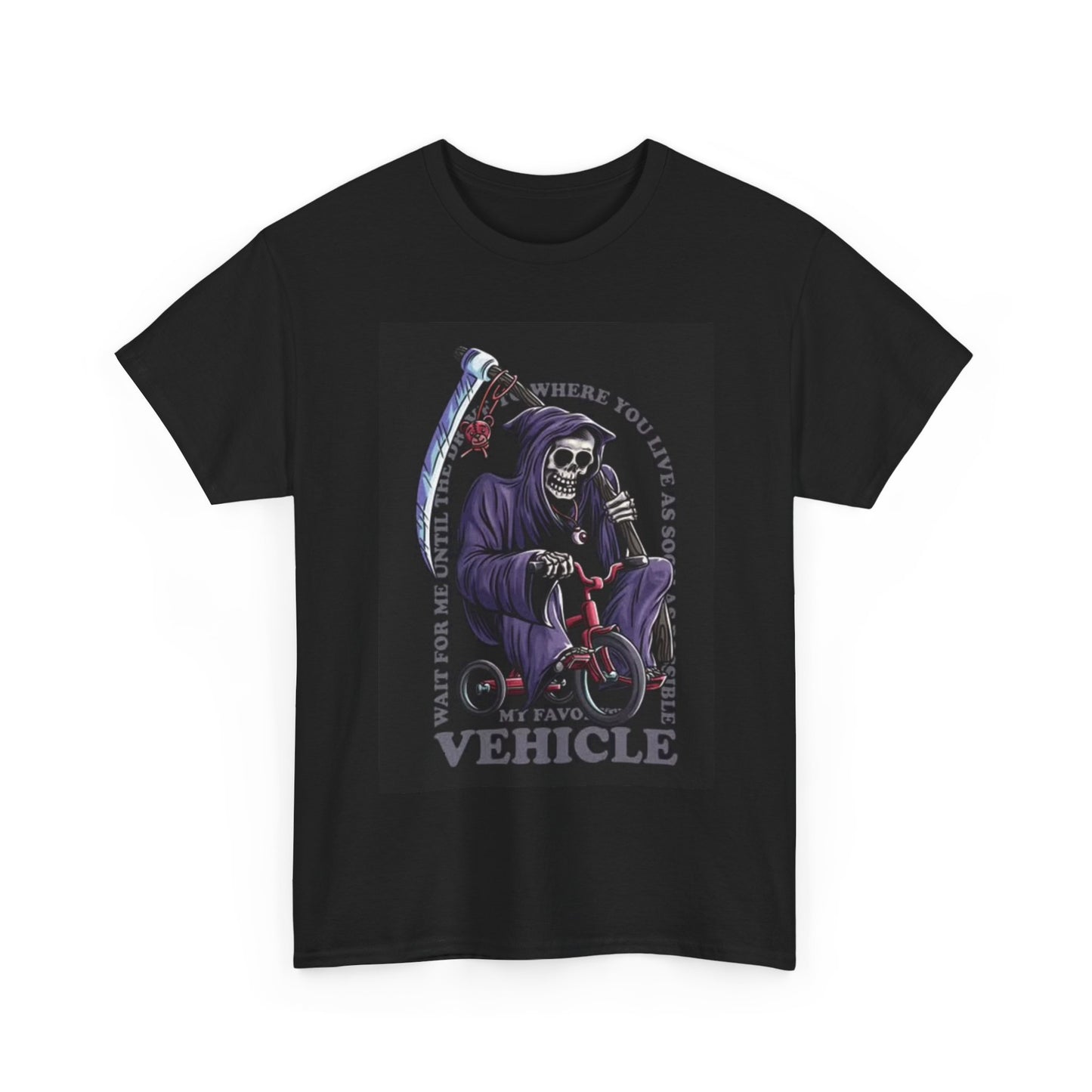 Grim Reaper Tricycle Shirt Funny Graphic Unisex Heavy Cotton Tee
