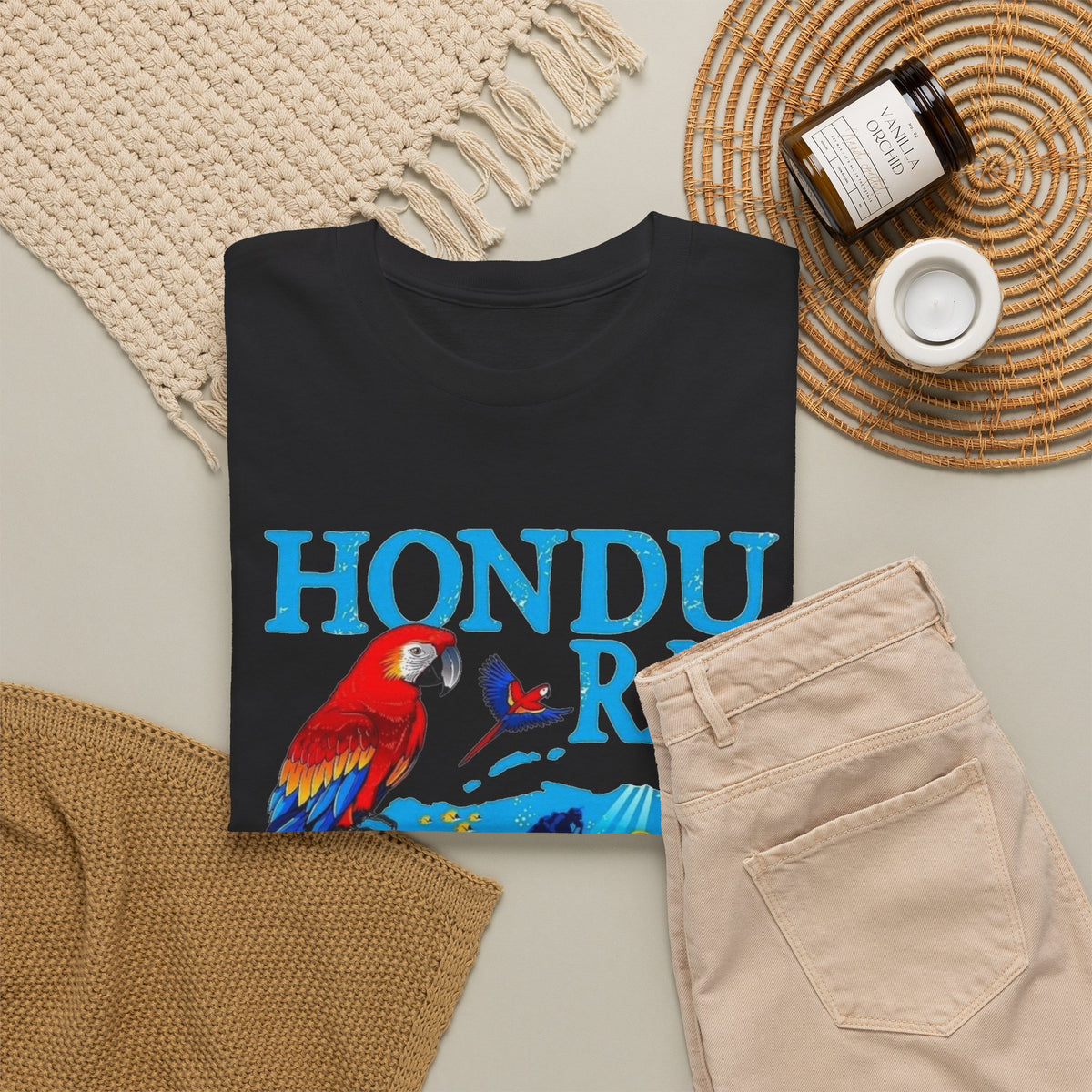 Honduras Graphic T Shirt Men's Retro Tropical Birds Heavy Cotton Tee