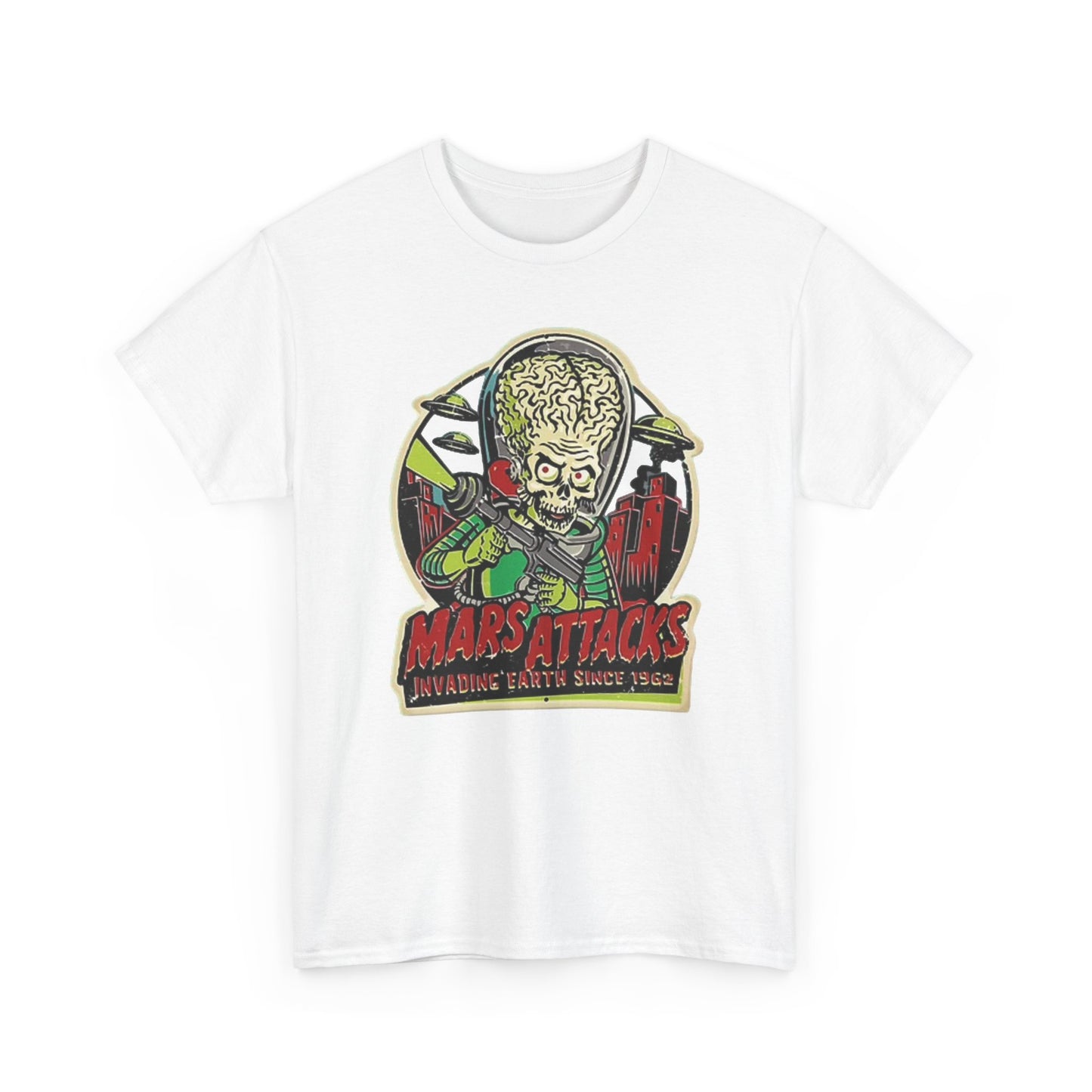 Mars Attacks Graphic T Shirt Aliens Outer Space Unisex Heavy Cotton Tee