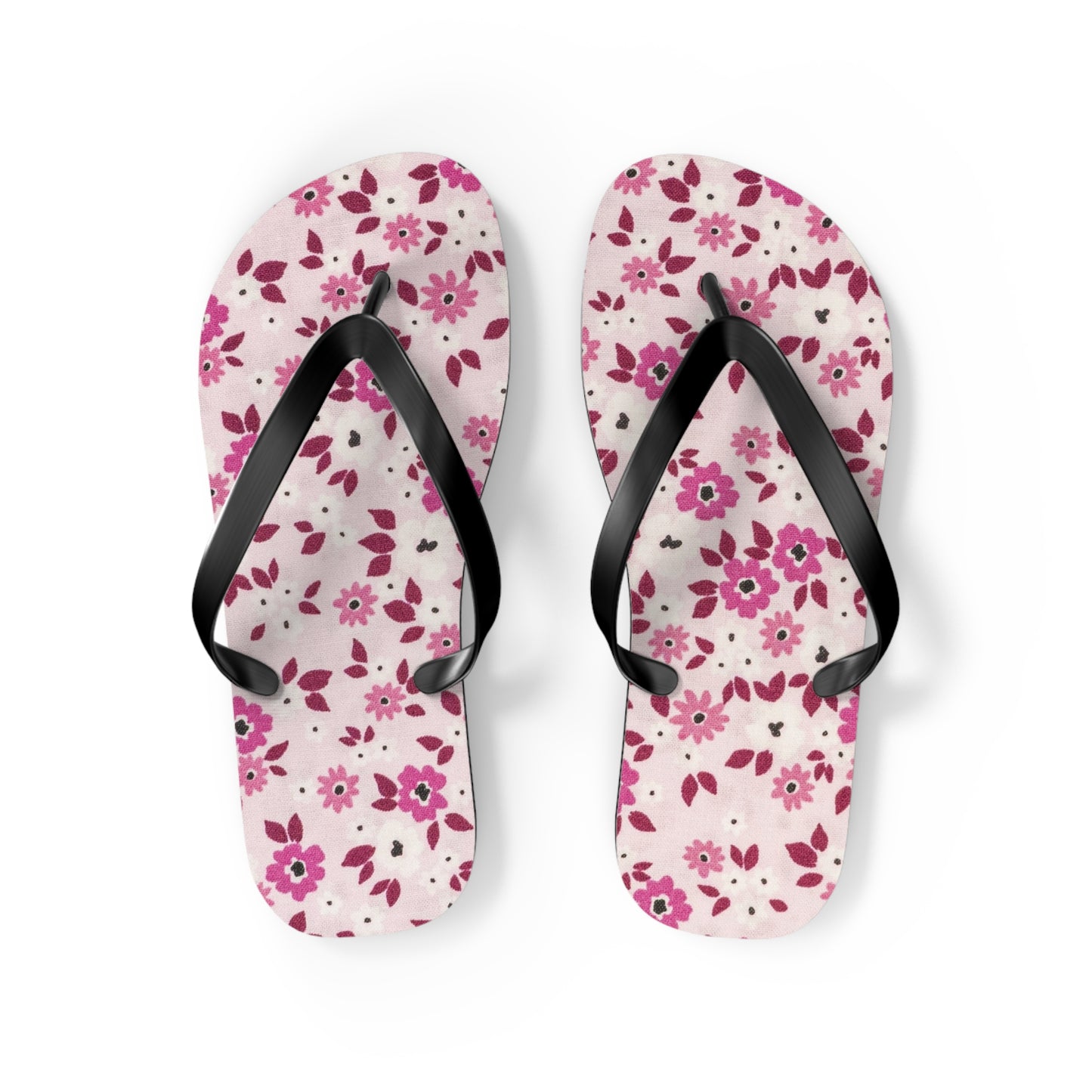 Waves And Sun Sandals Red And Pink Flowers Summer Flip Flops Slides BRAND NEW