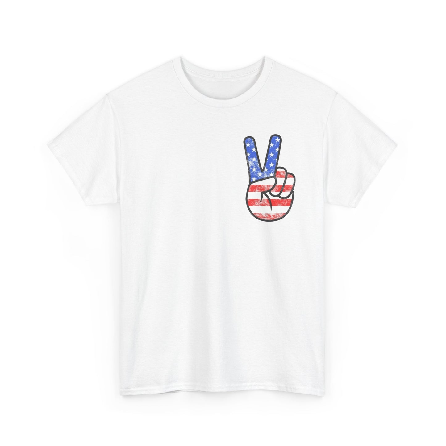 American Flag Peace Sign Retro Graphic T Shirt Adult New Tee