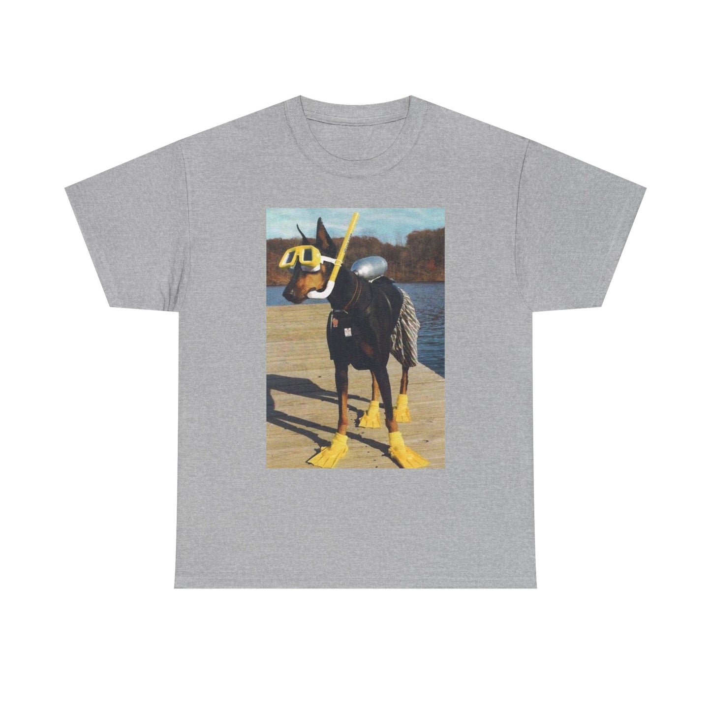 Funny Dog Swimming Jokes Graphic T-Shirt Unisex Heavy Cotton Tee NEW
