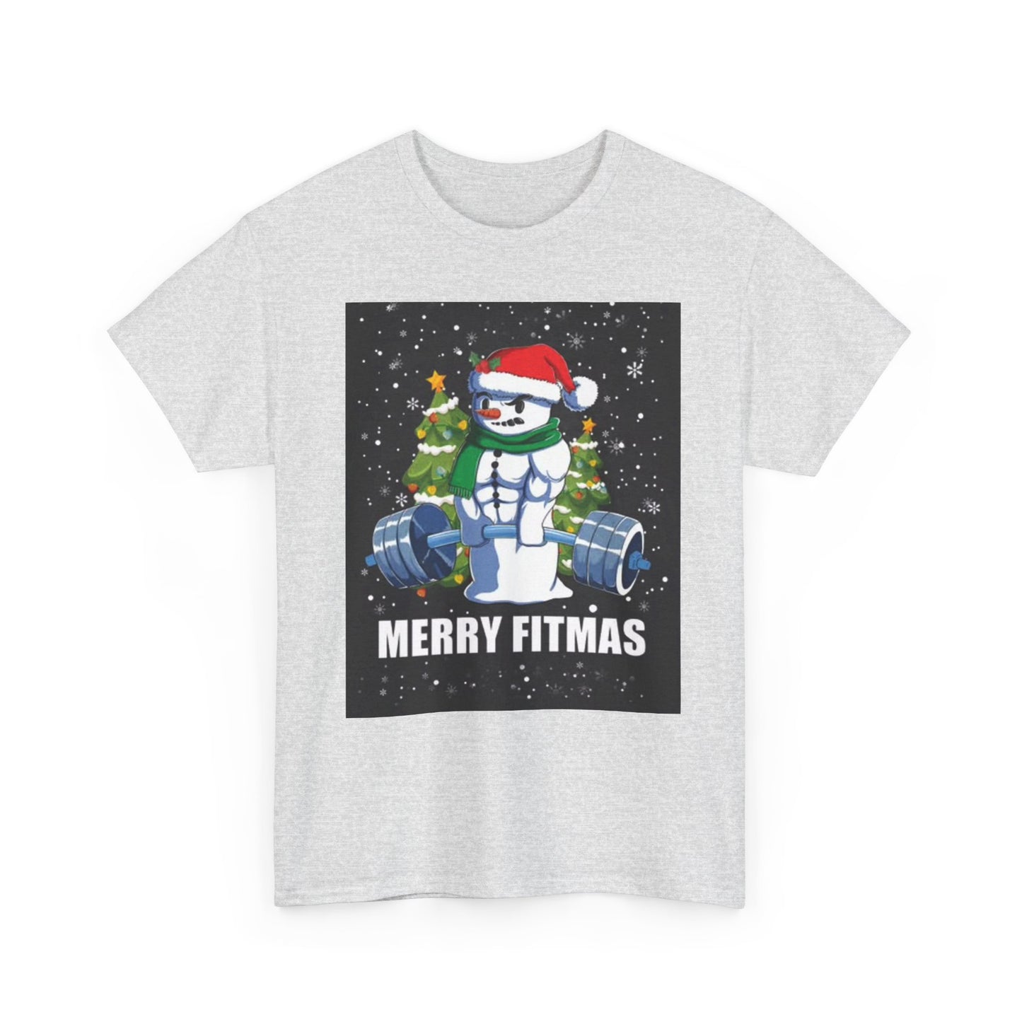 Merry Fitmas Shirt Funny Gym Snowman Christmas Gym Unisex Heavy Cotton Tee