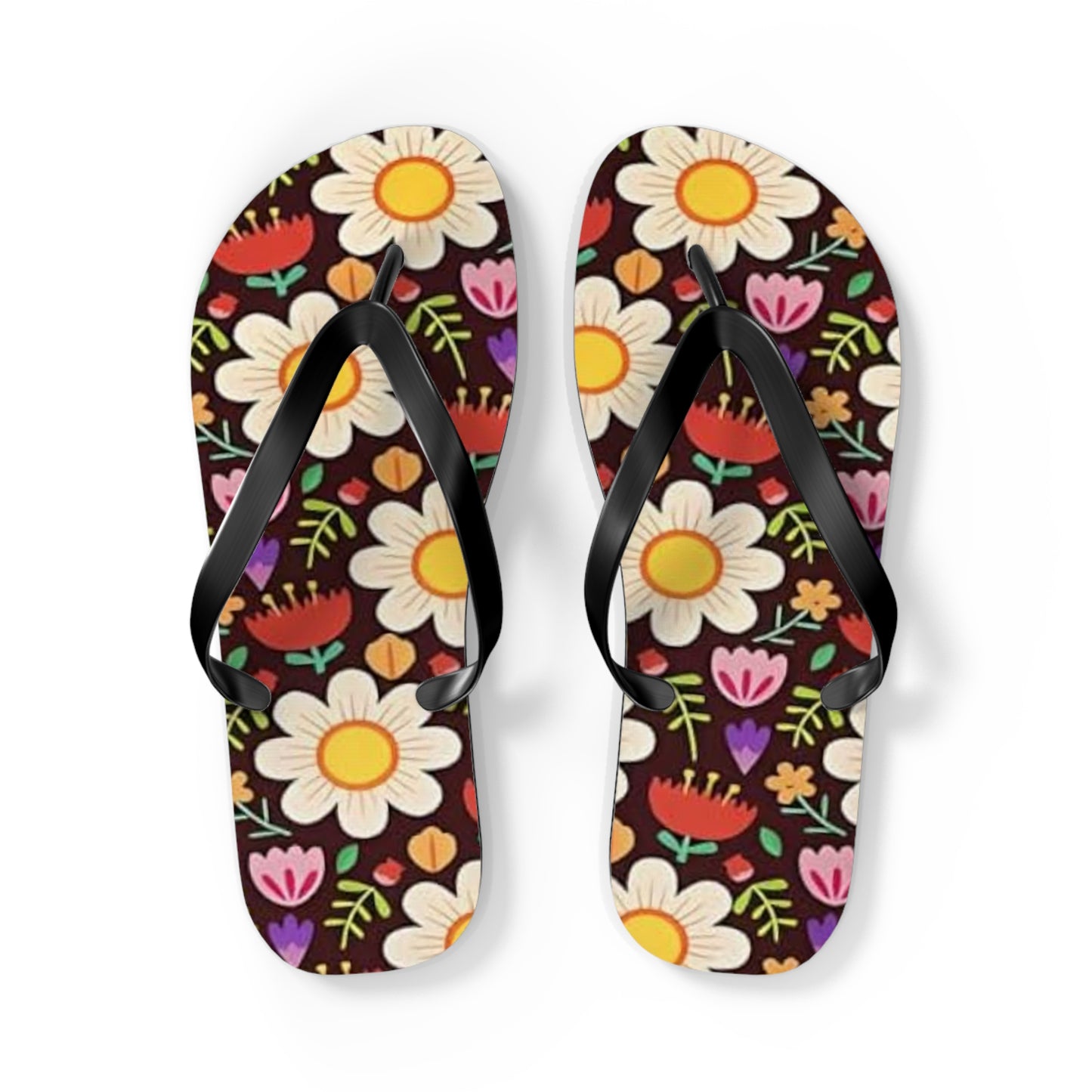 Waves And Sun Sandals Flower Bouquet Summer Flip Flops Slides BRAND NEW