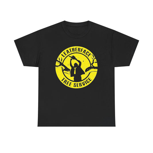 Leather Face Tree Service Graphic T Shirt Funny Retro Apparel Unisex Cotton Tee