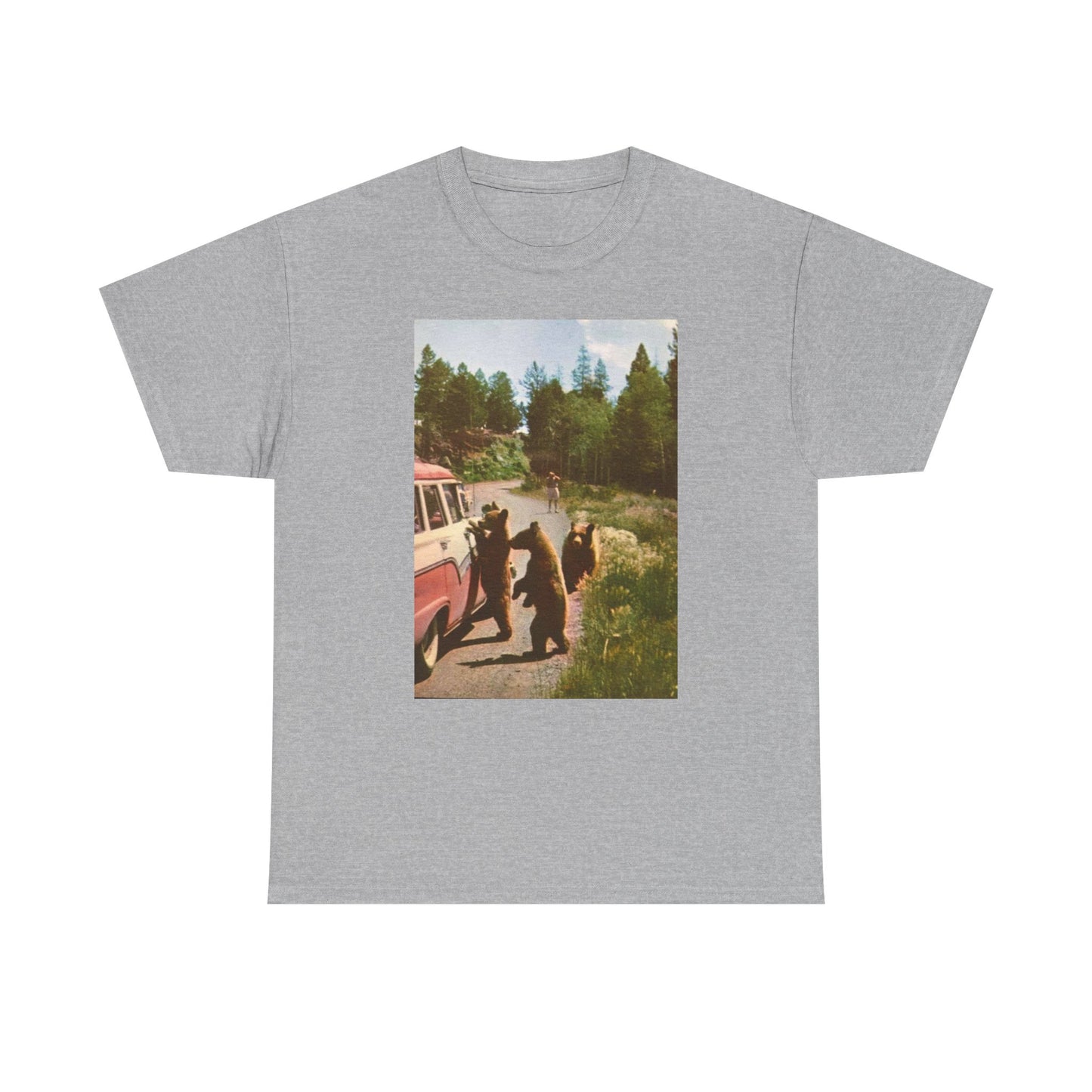 Funny Bears In The Forest 70s Graphic T-Shirt Unisex Heavy Cotton Tee NEW