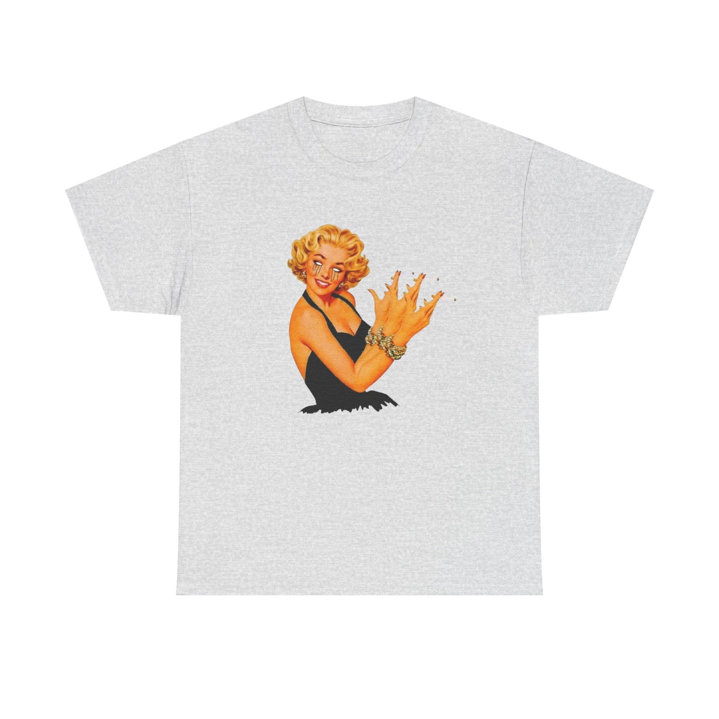 Pin Up Model Smoking Vintage Graphic T-Shirt Women's Heavy Comfy Cotton Tee