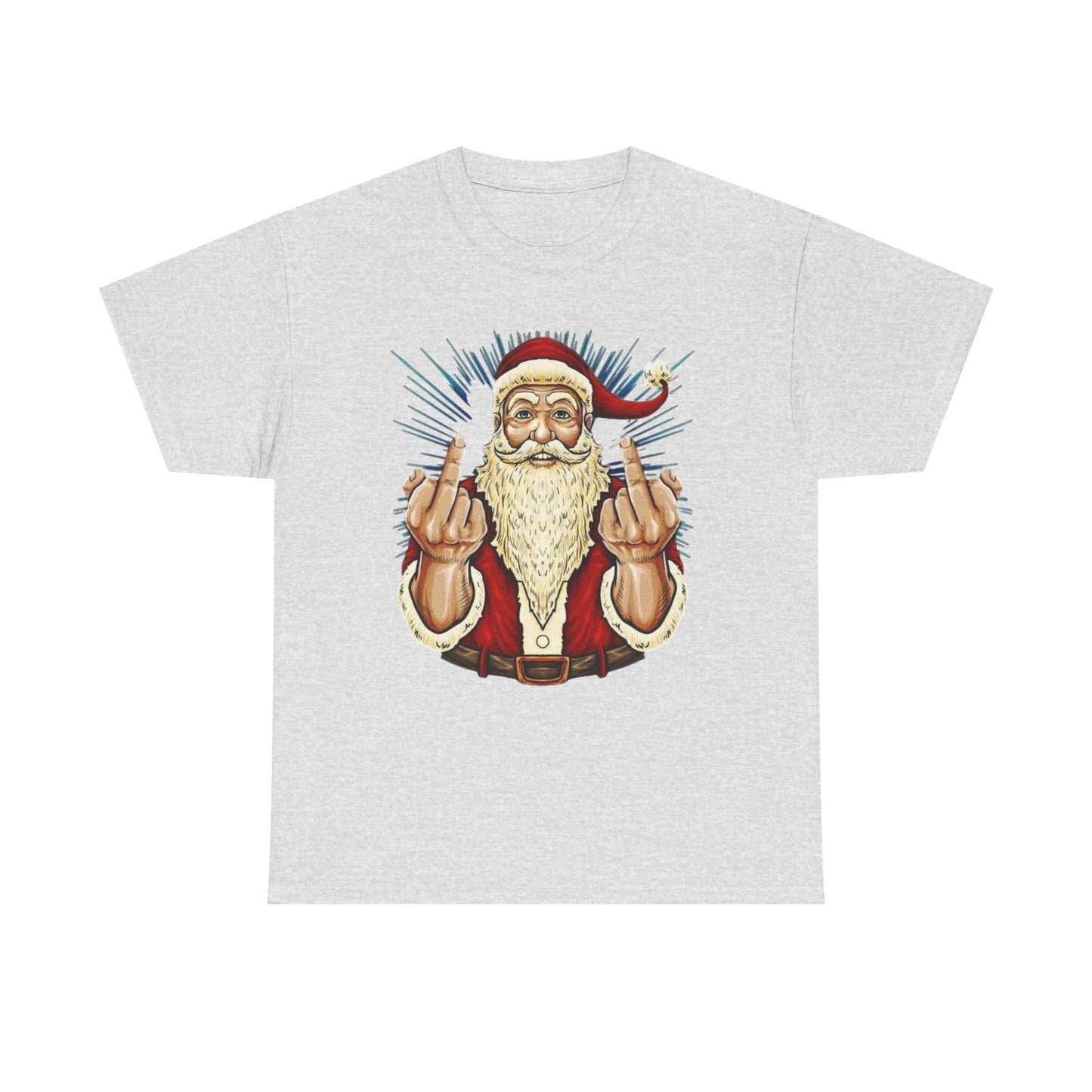 Funny Bad Santa Middle Finger Christmas Graphic T Shirt NEW ADULT
