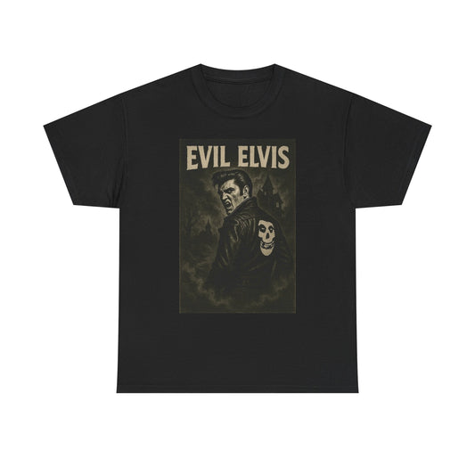 Evil Elvis Graphic T Shirt Vintage King Unisex Heavy Cotton Tee