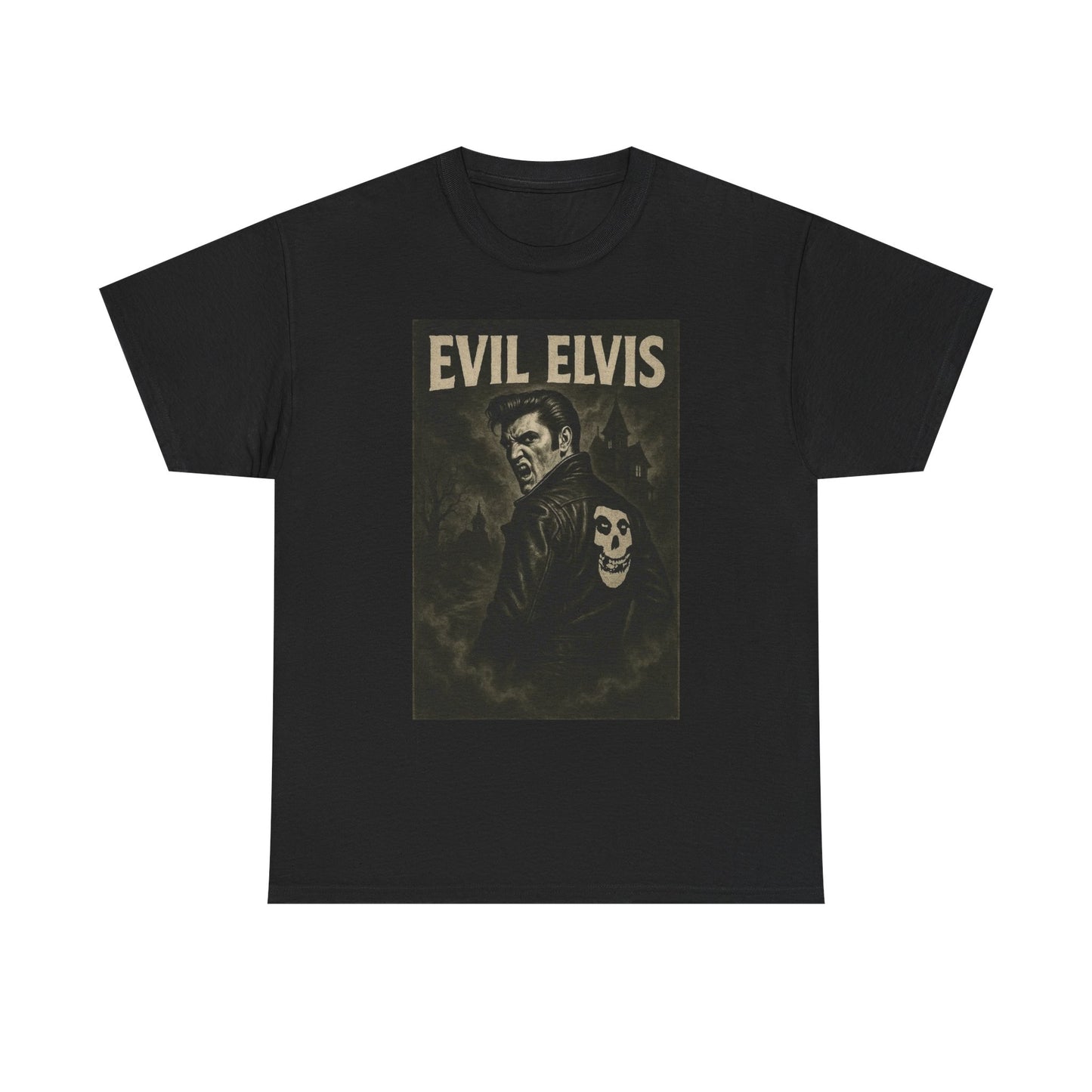 Evil Elvis Graphic T Shirt Vintage King Unisex Heavy Cotton Tee
