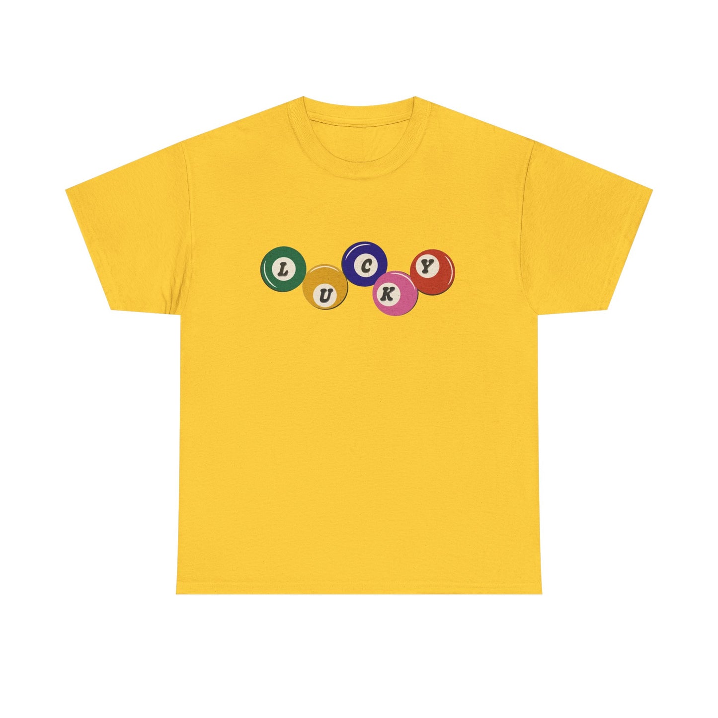 Lucky Pool Balls Retro Graphic T Shirt Men's Heavy Cotton Tee