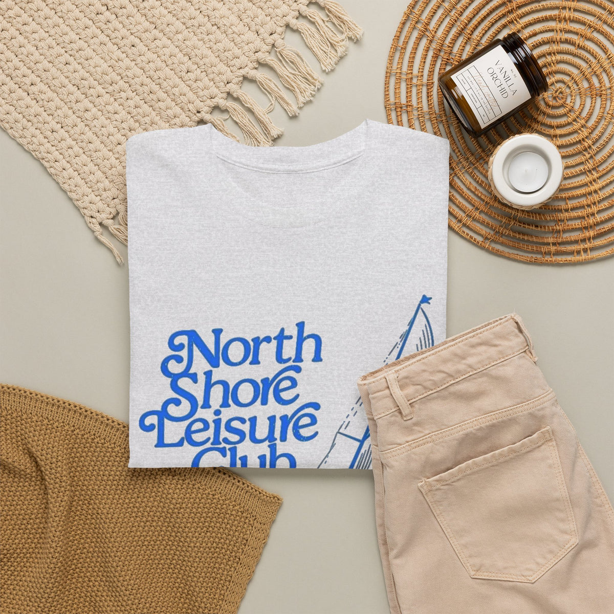 North Shore Leisure Club Sailing Graphic T Shirt Men's Heavy Cotton Tee