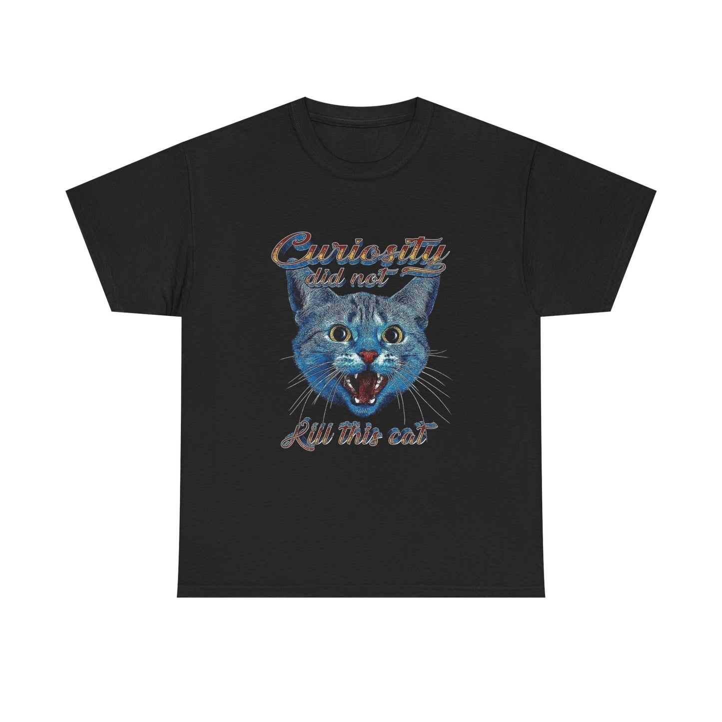 Curiosity Did Not Kill This Cat Funny Graphic T Shirt NEW Heavy Cotton Tee