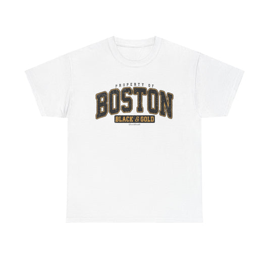 Boston Black And Gold Graphic T Shirt Retro New England Unisex Heavy Cotton Tee