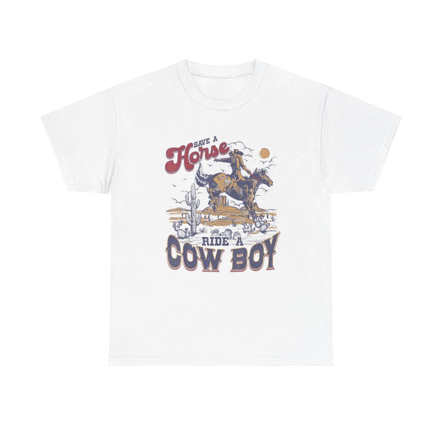 Save A Horse Ride A Cowboy Graphic T Shirt Womens Vintage Retro Cotton Tee