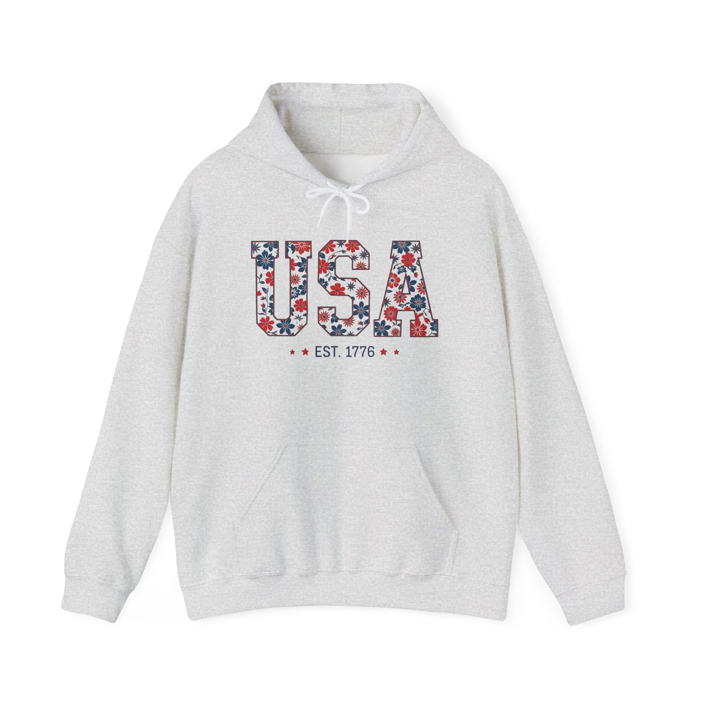 USA Flowers Graphic Hoodie Unisex Heavy Blend™ Hooded Sweatshirt