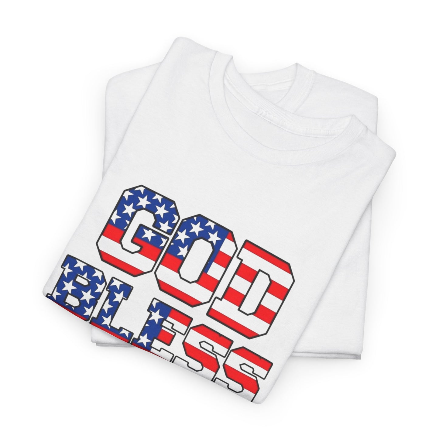 God Bless USA American Flag Graphic T Shirt Heavy Cotton Tee