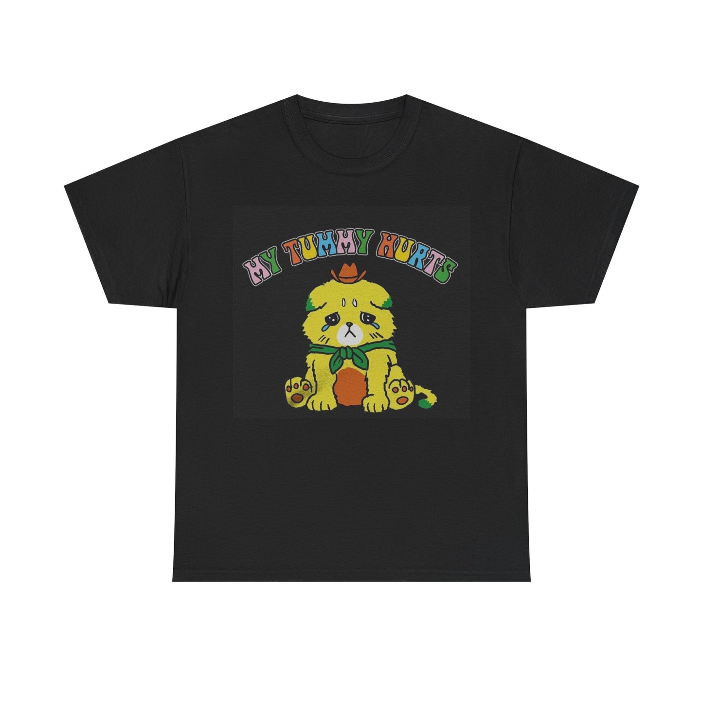 My tummy hurts T-shirt bear rainbow cute graphic funny Unisex Heavy Cotton Tee