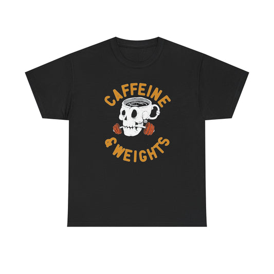 Caffeine And Weights Gym Graphic T Shirt Men's Heavy Cotton Tee
