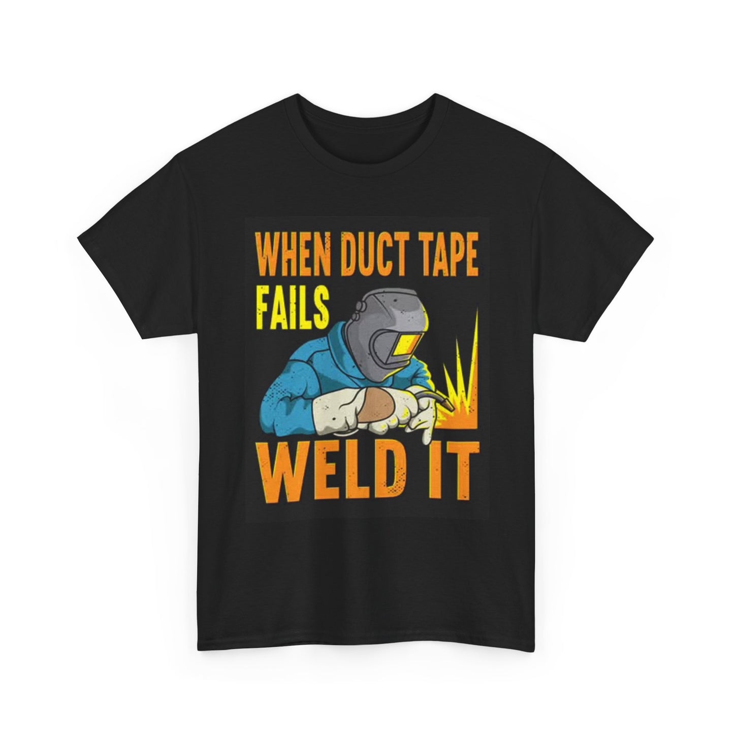 Funny Welding With Duck Tape Shirt Graphic Tee Blue Collar Unisex Heavy Cotton