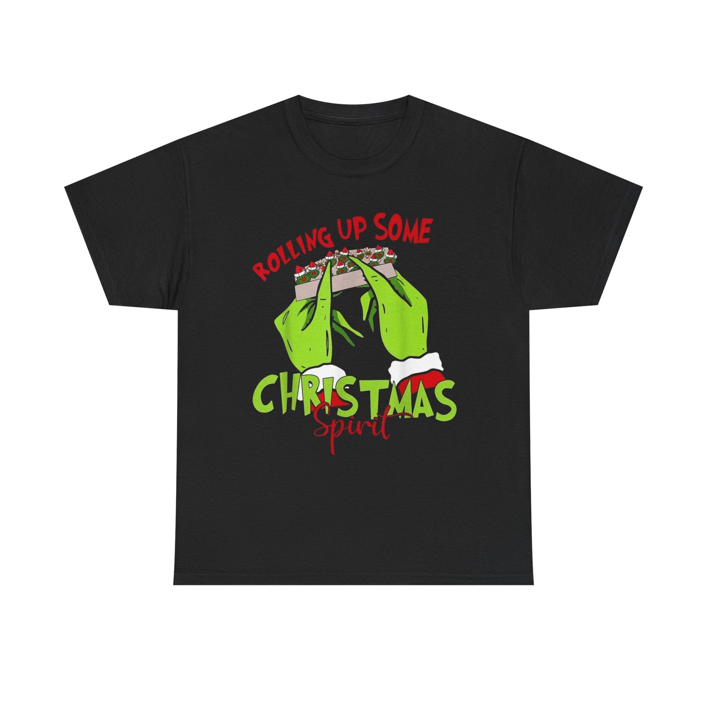 Rolling Up Some Christmas Spirit Funny Graphic T Shirt Unisex Heavy Cotton Tee