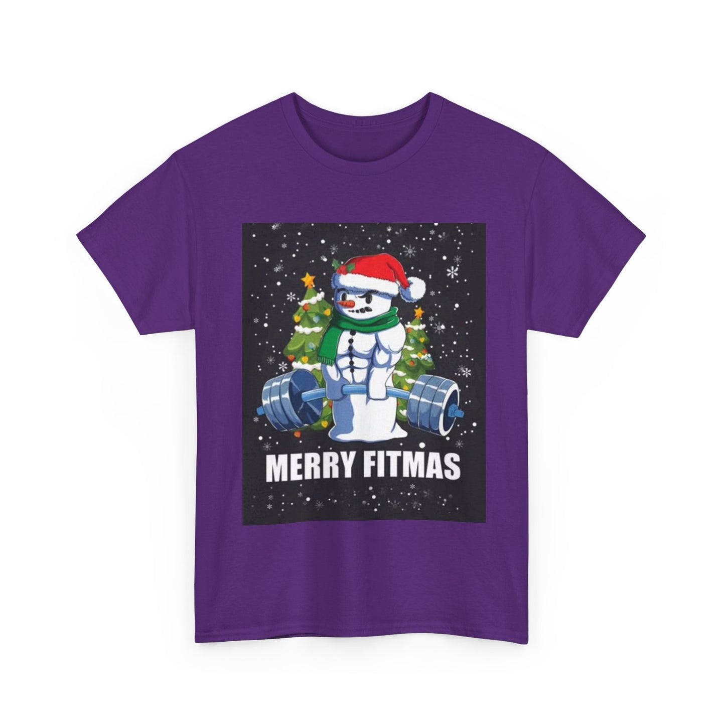 Merry Fitmas Shirt Funny Gym Snowman Christmas Gym Unisex Heavy Cotton Tee
