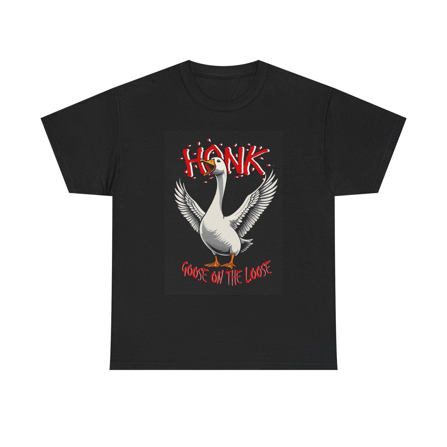 Goose On The Loose T Shirt Funny Bird Graphic Unisex Heavy Cotton Tee