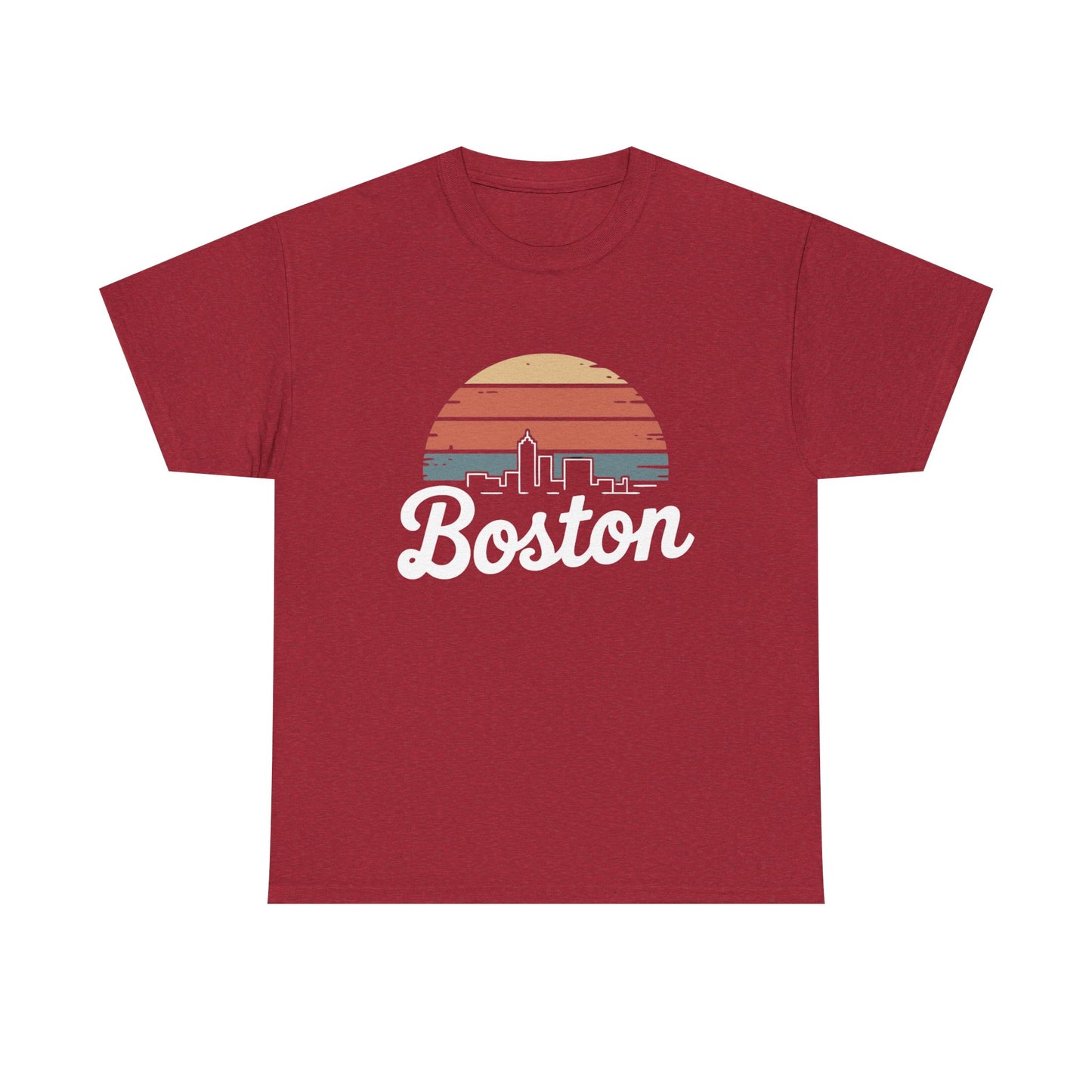 Boston Mass Skyline Graphic T Shirt NEW GIFT Unisex Heavy Cotton Tee
