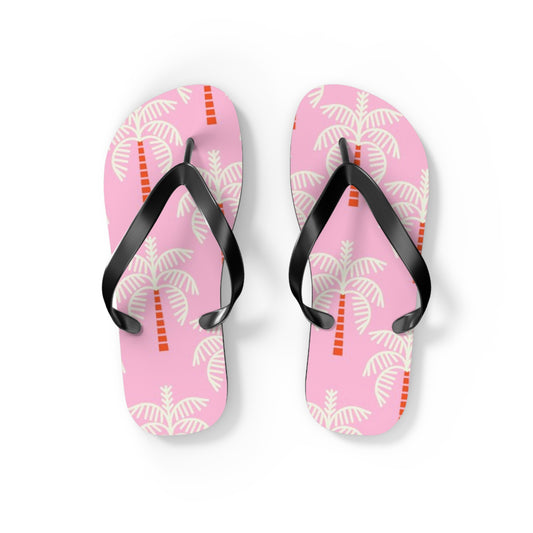 Waves And Sun Sandals Pink Palms Summer Flip Flops Slides BRAND NEW