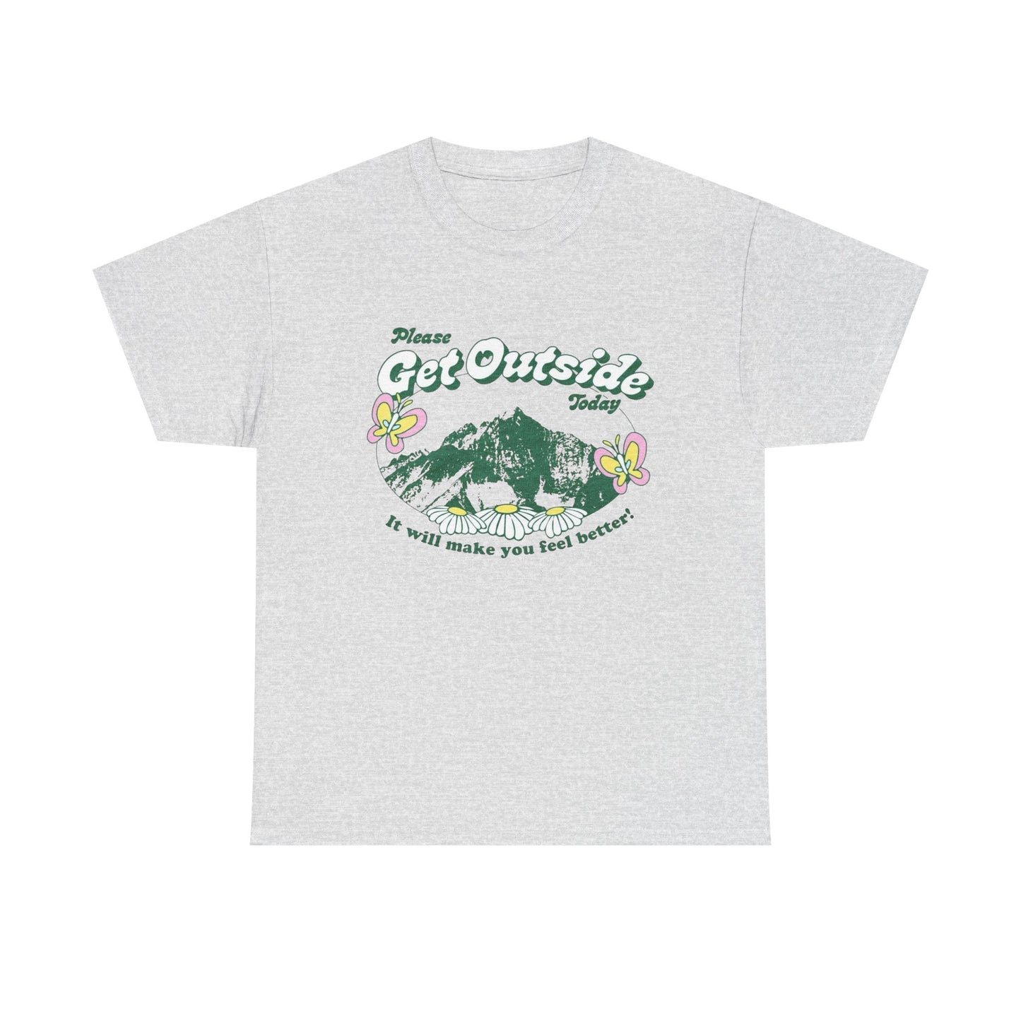 Please Get Outside Today Graphic T Shirt Unisex Heavy Cotton Tee Gift Vintage