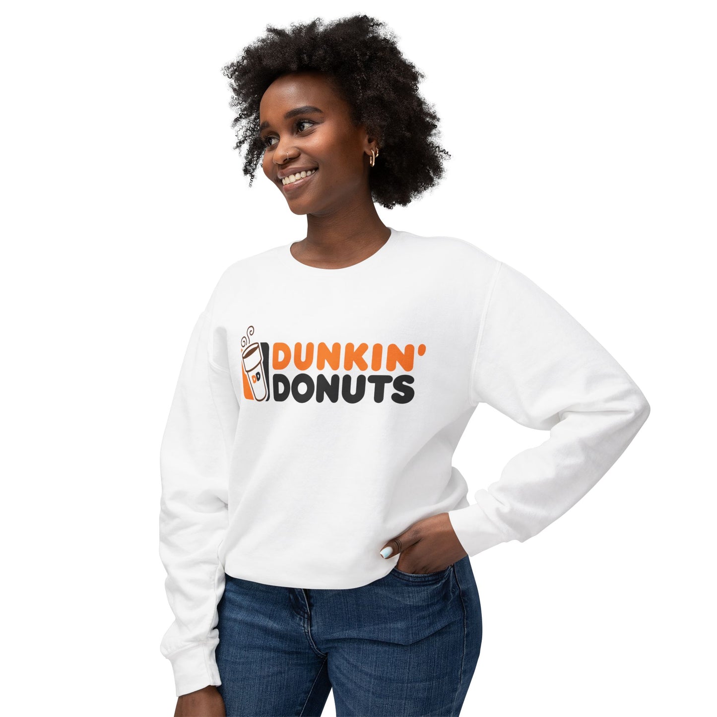 Dunkin Donuts Graphic Retro Logo Coffee Lover Lightweight Crewneck Sweatshirt