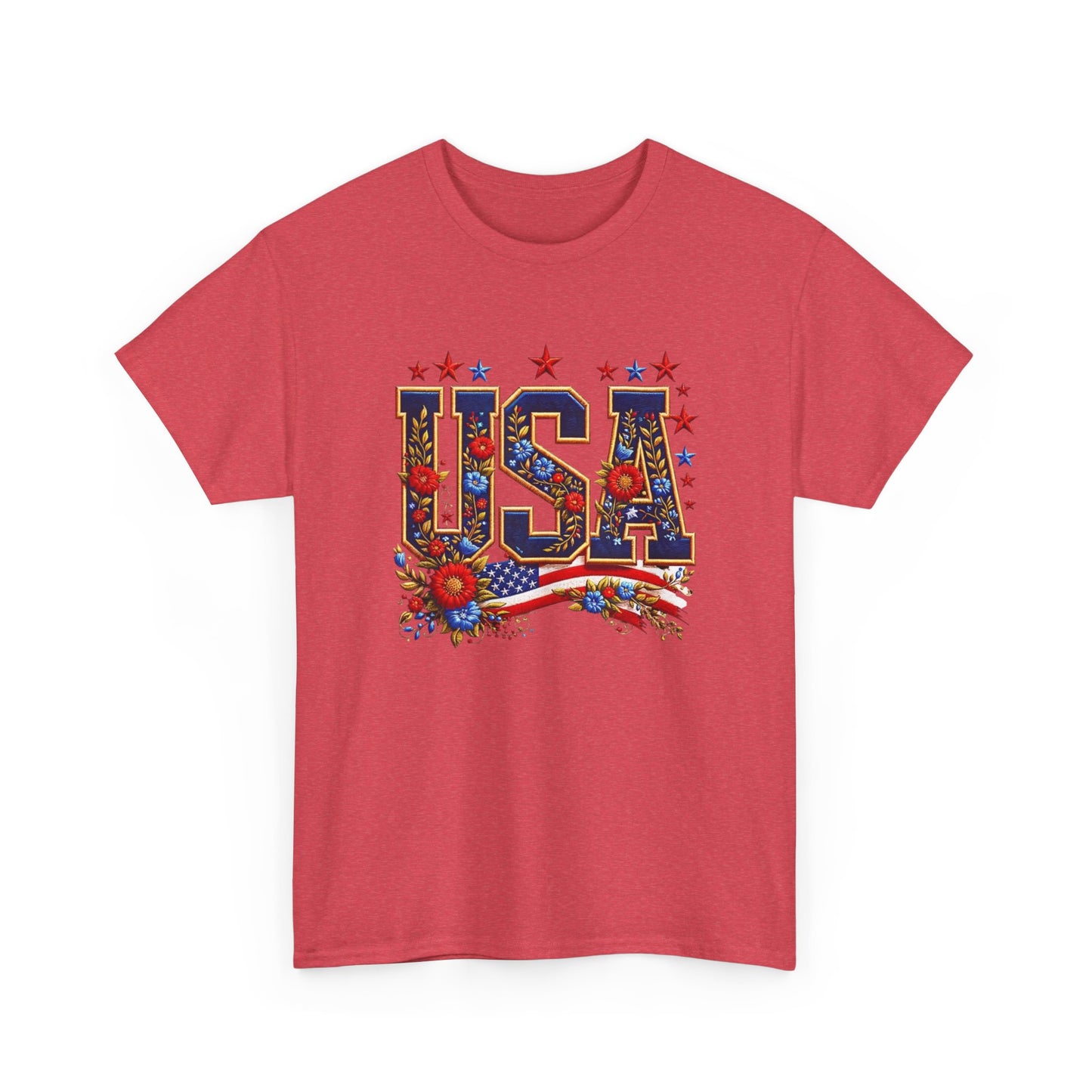 United States Floral Graphic T Shirt Unisex NEW Heavy Cotton Tee