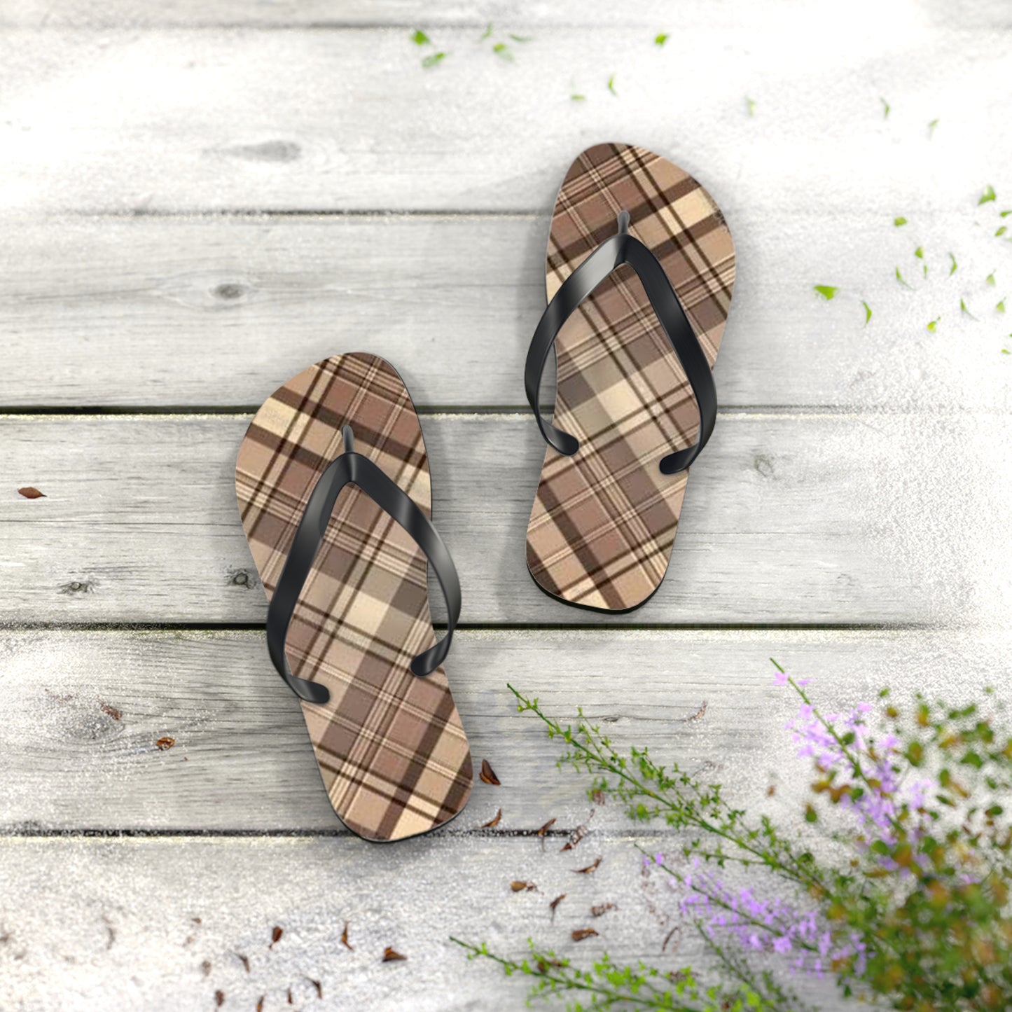 Brown Stripe Sandals, Beach Shoes, Vacation Flip Flops, Pool Slides