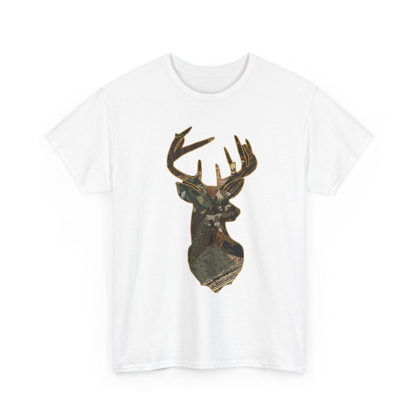 Camo Deer Buck Graphic T Shirt Unisex Heavy Cotton Tee NEW