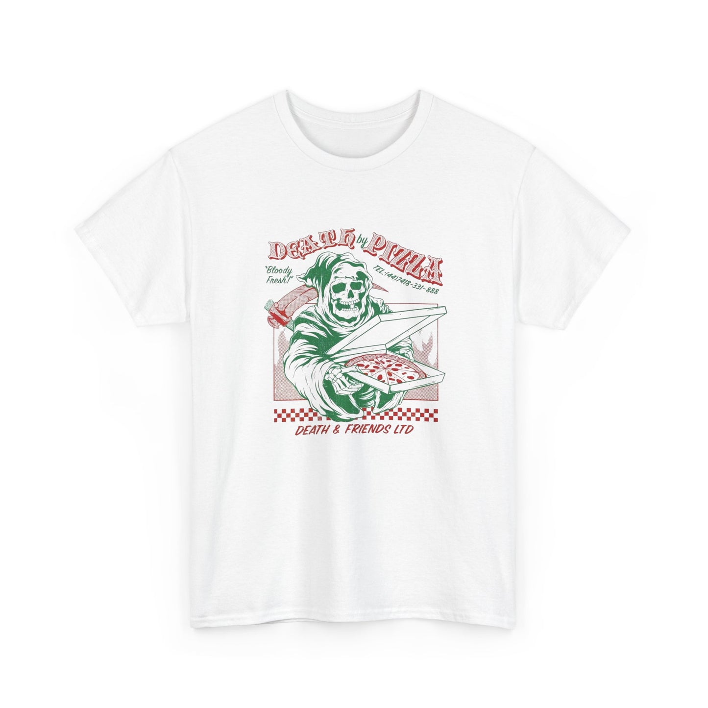 Death By Pizza Graphic T Shirt NEW Heavy Cotton Tee